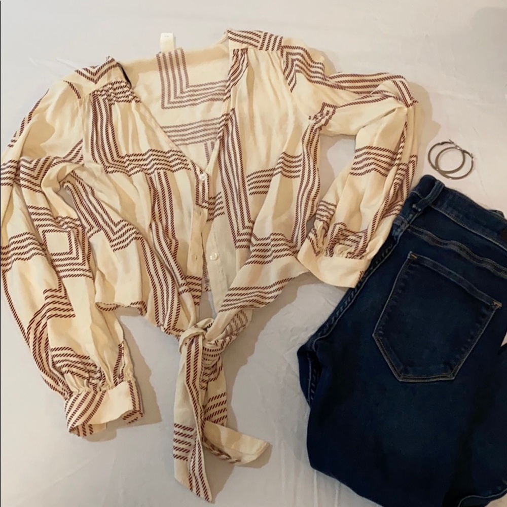 H&M tie bottom blouse size 2